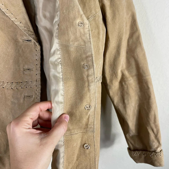 Selene Sport Y2K Suede Leather Braided Button Down Jacket - Picture 6 of 12